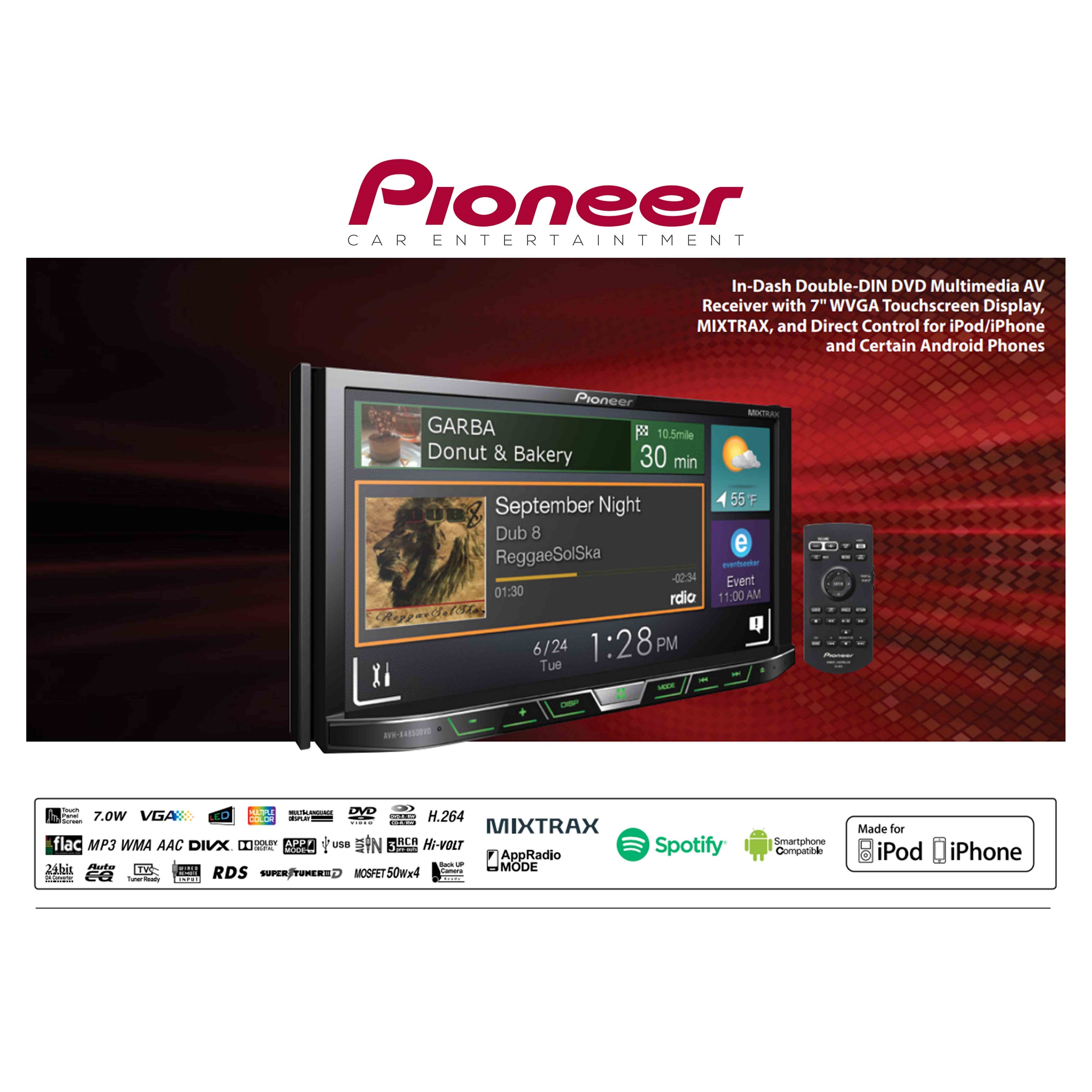  Foto zu Pioneer AVH-X4850DVD Double Din DVD 7 inch AppRadio Mirrorlink DTA 