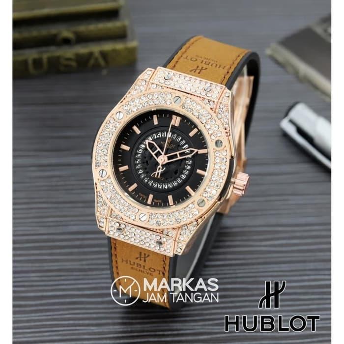 Jam Tangan Wanita HUBLOT Classic Diamond Leather Strap Wtch