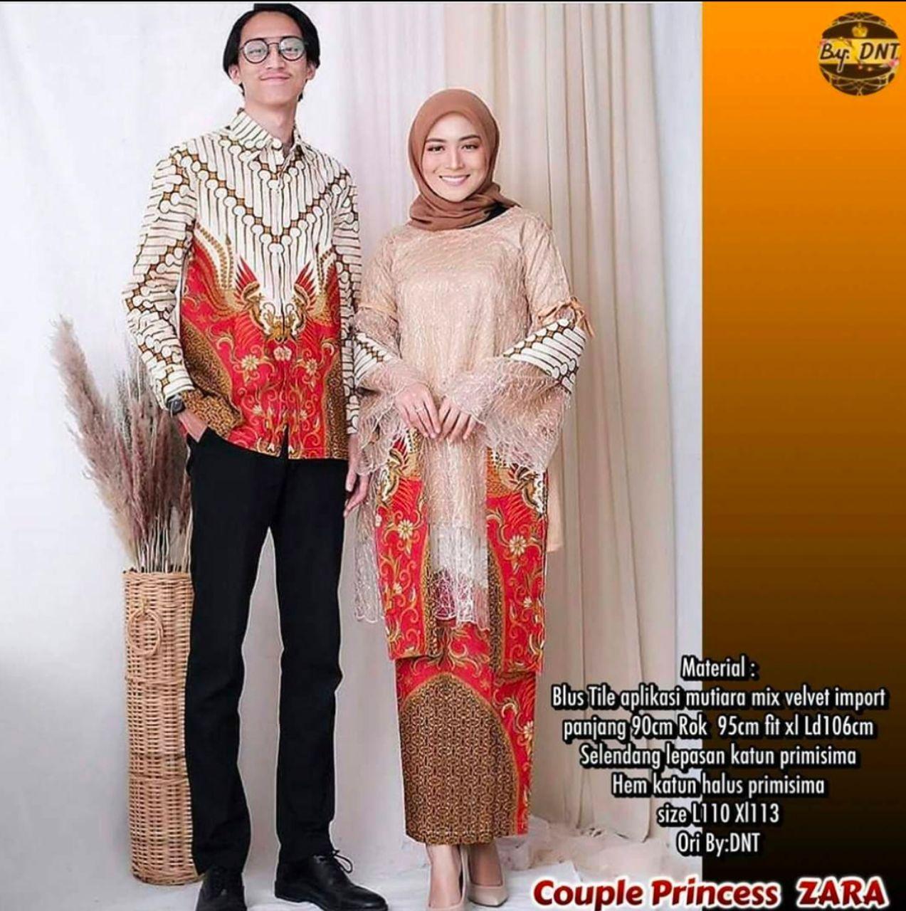 COUPLE PRINCESS ZARA BROKAT BAJU BATIK COUPLE TUNIK BROKAT SERAGAM KELUARGA