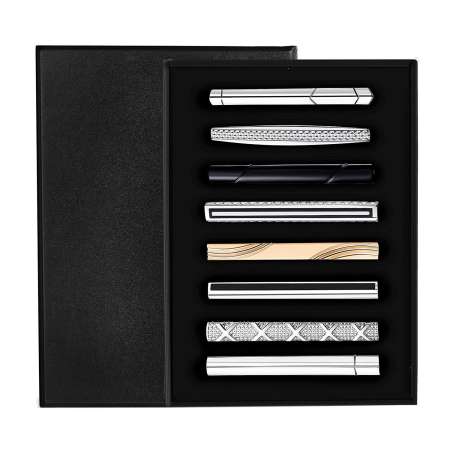 8 Pcs Tie Clips Set for Men Tie Bar Clip Set for Regular Ties Necktie Wedding Business Clips with Box, Color B: 8 Pcs + a tie clip box