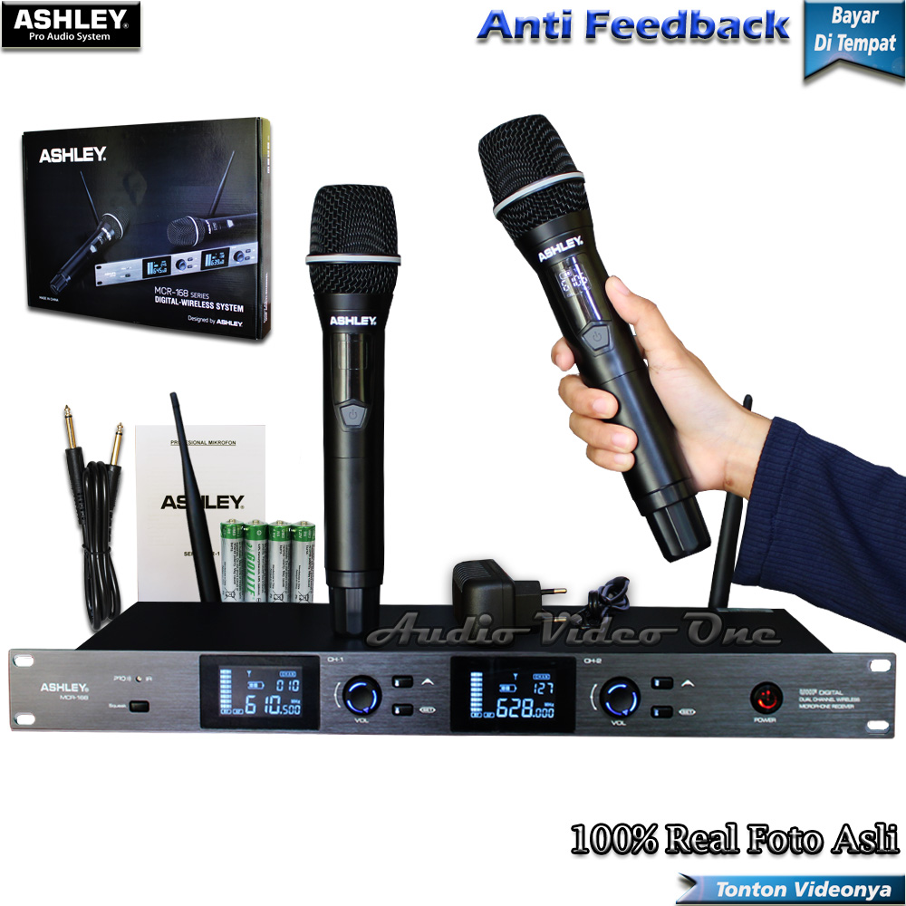 Mic Wireless Ashley MCR168 Anti Feedback Microphone Vocal Mikrofon