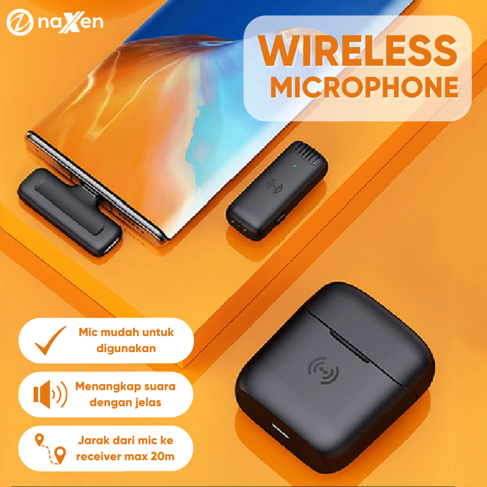 Microphone Lavalier Wireless Mic Clip On Colokan Type C Naxen Mic untuk