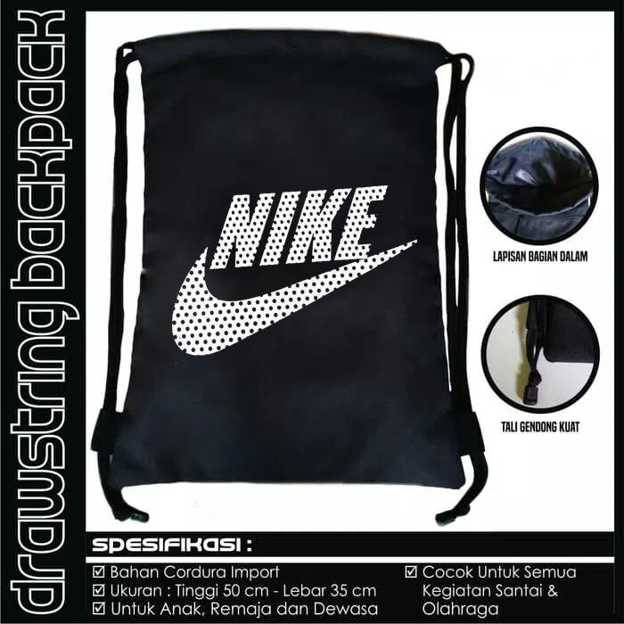 Tas Ransel Serut Drawstring Bag NK / Tas Ransel Olahraga / Tas Basket / Tas Futsal / Tas Kampus / Tas Sekolah