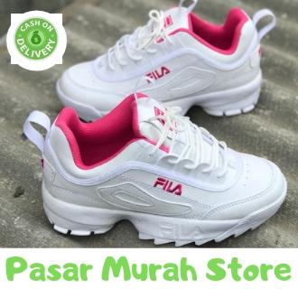 Sepatu FILA Disruptor 2 Premium Import Vietnam - Sepatu Sneakers Sport Wanita Dan prian- Sepatu Putih Pink/ Sepatu casual/ Sepat Termurah