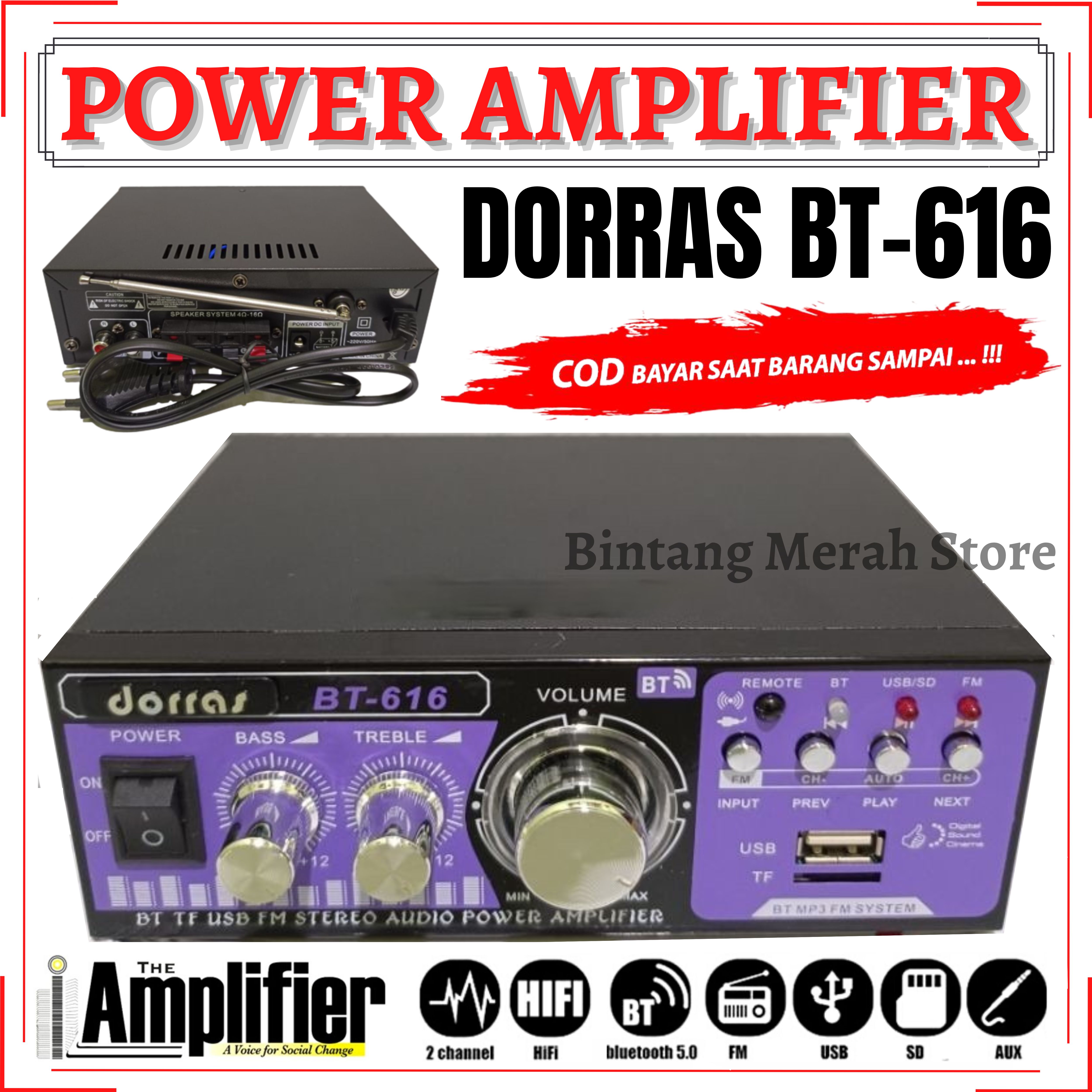Ampli DORRAS BT616 Power Amplifier AC DC Bluetooth USB FM SD Mp3