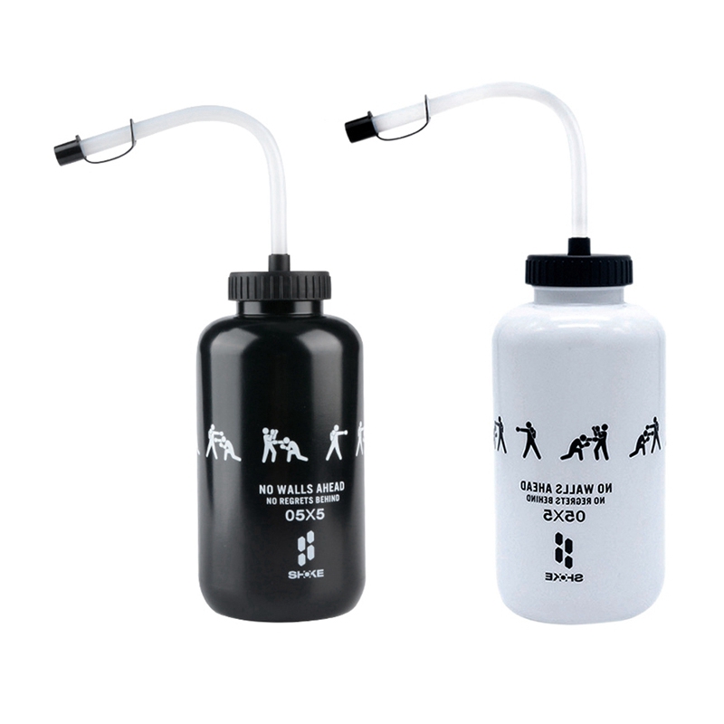 2x SHOKE Lacrosse Water Bottle with Long Straw BPA Free Plastic Goalie Boxing Water Bottle 1 Liter for Sport C & A