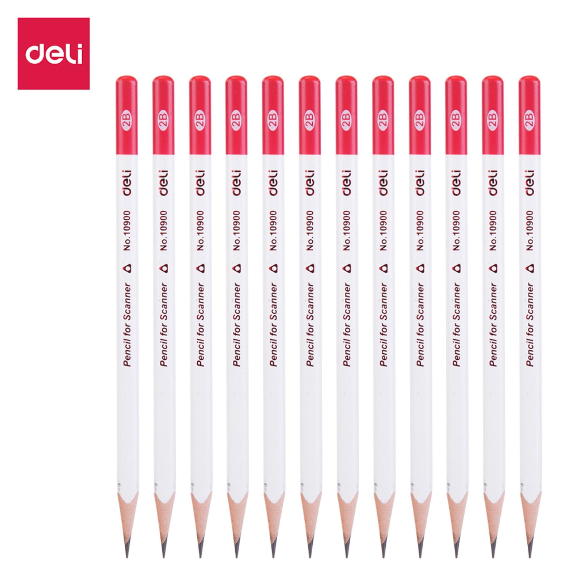 Deli Pensil / Pencil - 2B 12PCS/box - Kayu basswood berkualitas tinggi, Warna Bendera Merah Putih Indonesia / High Quality Basswood, Red White Indonesian Flag Colour (W10900)