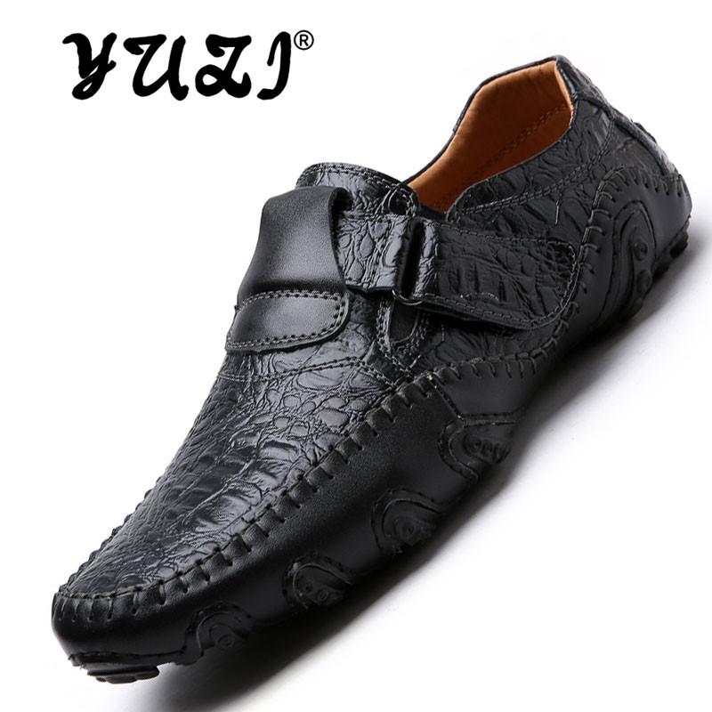 2018 Baru Pria Lembut Kulit Loafer Sepatu Datar Pria Tergelincir Moccasin Carrefour SEPATU
