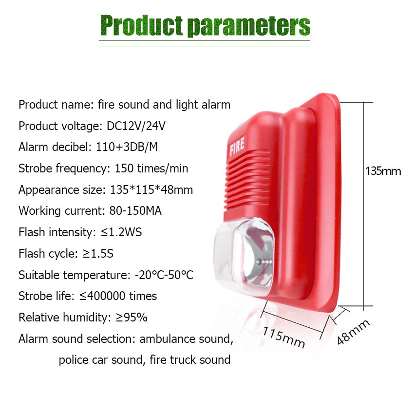 Sirine Fire Alarm Siren Horn Strobe Sound And Light Fire Alarm Warning