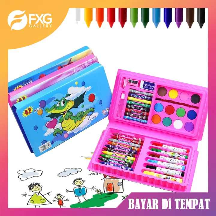 Cod Crayon 42 Set Pensil Warna Set 42 Item Colouring Kid Atk07 Alat Menggambar Melukis Mewarnai Grosir Lazada Indonesia