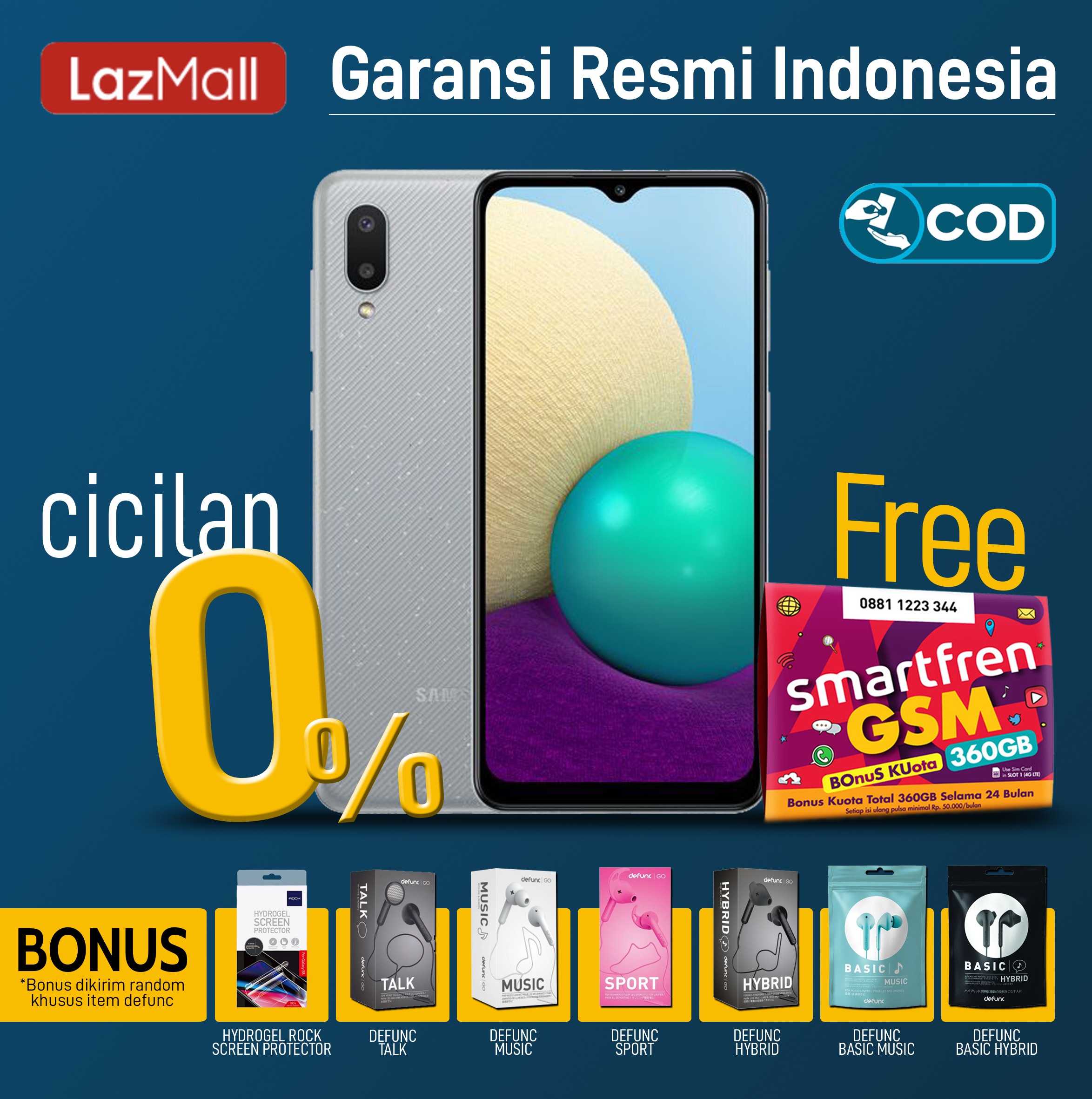 Hp Samsung Galaxy A02 3/32GB [Li-Po 5000 mAh, Mediatek MT6739W, 6.5 inci, Android 10, One UI 2.0] - Garansi Resmi