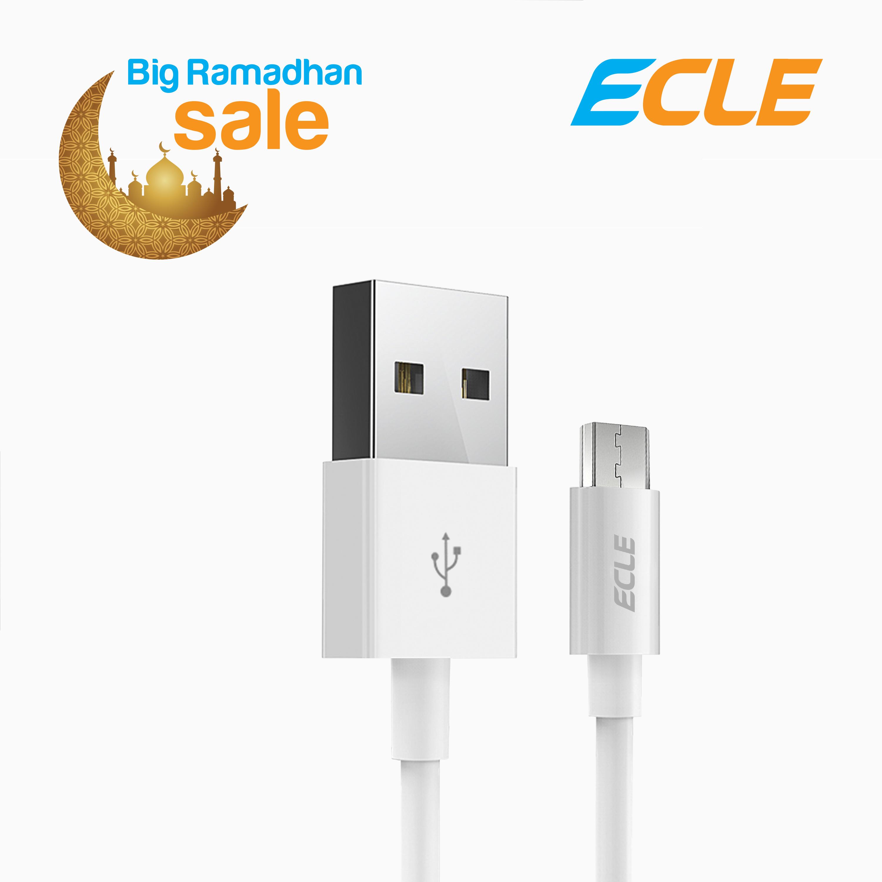 ECLE Original Micro USB kabel , untuk Huawei, Samsung, Oppo, Vivo, Xiaomi, Pixel, Fast Charging, Transfer Data, Tahan Lama, Elastis, Anti Robek, Panjang 1 Meter, Bergaransi Resmi