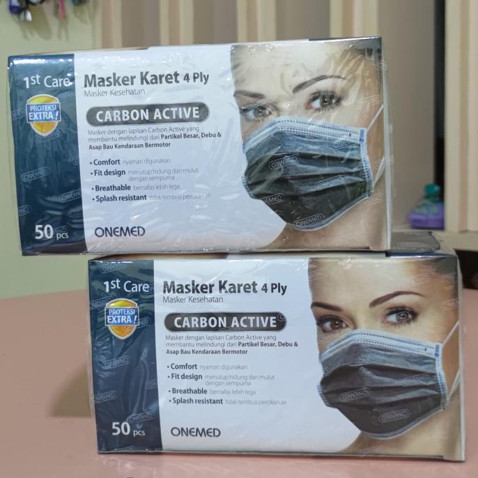 Masker Karet OneMed 4 Ply / Masker Medis OneMed 4ply Carbon Active ...