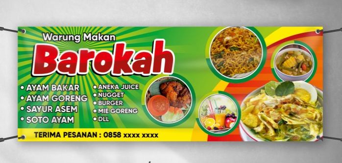 CETAK BANNER FREE DESAIN BANNER RUMAH MAKAN / BANNER WARKOP SAMPAI JADI