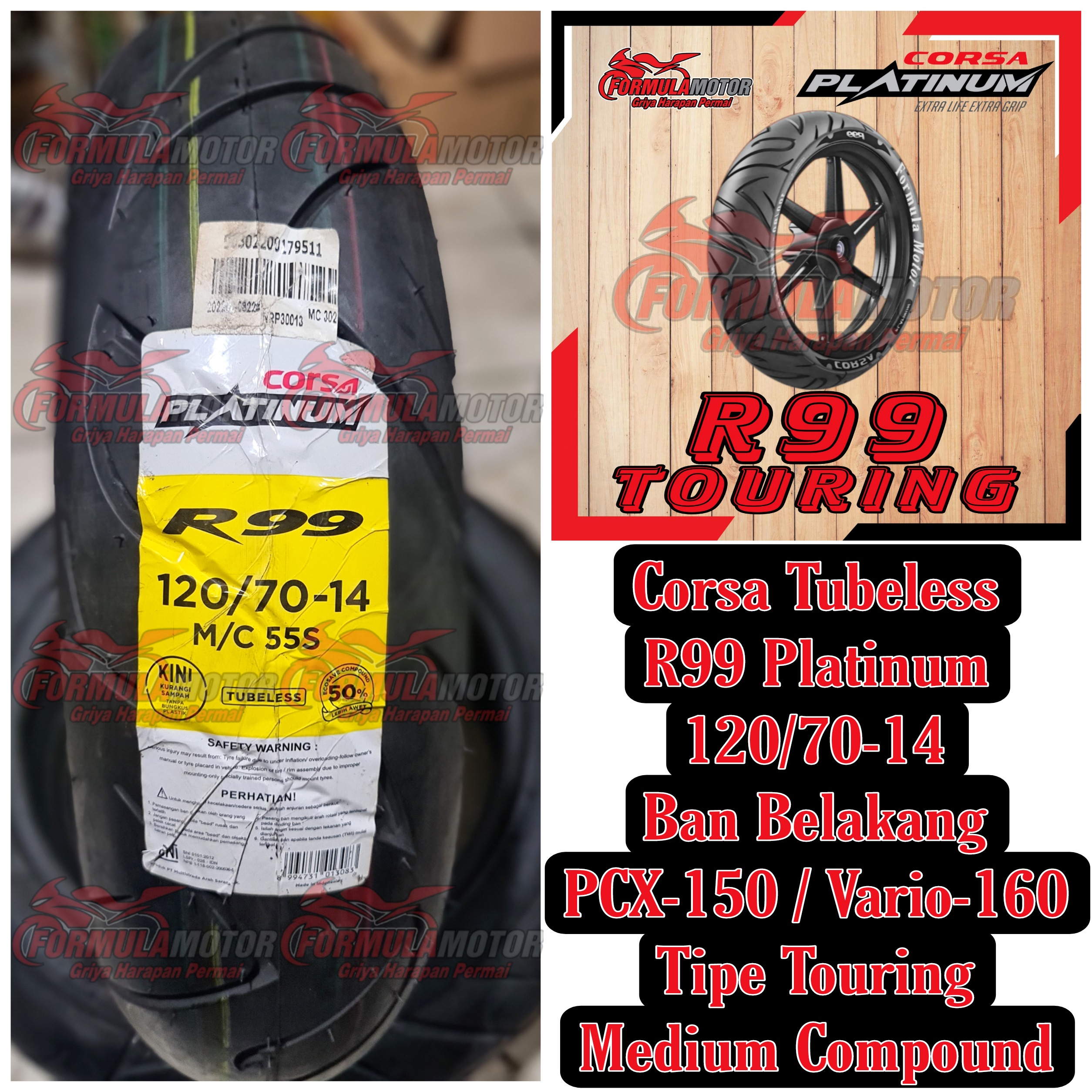 120/70-14 Ban Corsa Platinum R99 Touring Tubeless - Ban Belakang Honda