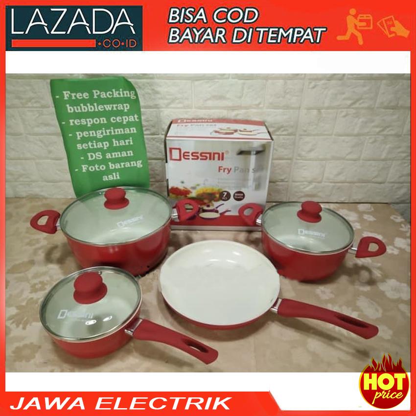 Panci Set Ceramic Dessini 7pcs (4in1) / Frypan / Wajan Anti lengket