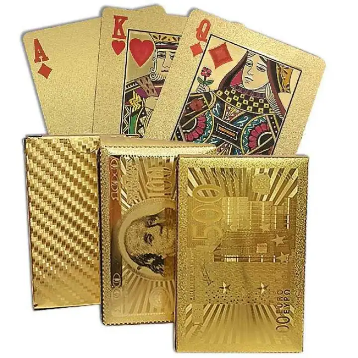 Kartu Remi Poker Lapisan Gold Foil Dollar Set Playing Cards Warna Emas Elegan Mewah Desain Unik