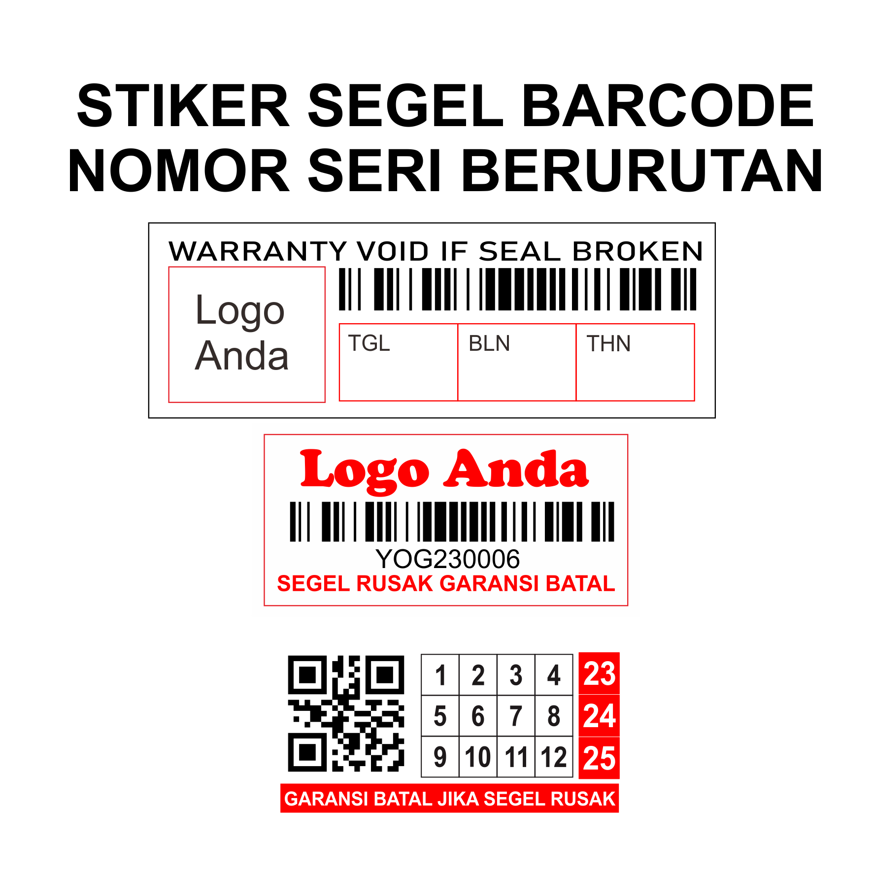 Cetak Express SEGEL GARANSI BARCODE NOMOR SERI BERURUTAN Lazada Indonesia