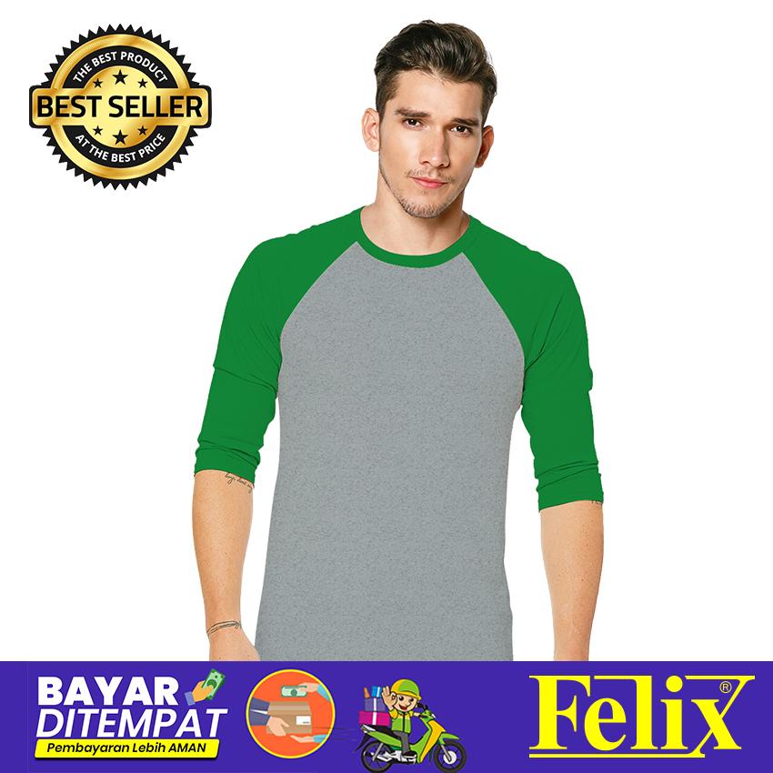 FELIX Kaos Raglan Polos Pria Premium Hitam Lengan Pendek O-Neck Combed 30s Premium Distro /Baju Kaos Distro Kaos Raglan Pria / Kaos T Shirt Raglan Cowok dewasa / Raglan 3/4 Misty - Tangan Warna Kombinasi / Kaos Keren Terbaru / Kaos Atasan cowok / Casual
