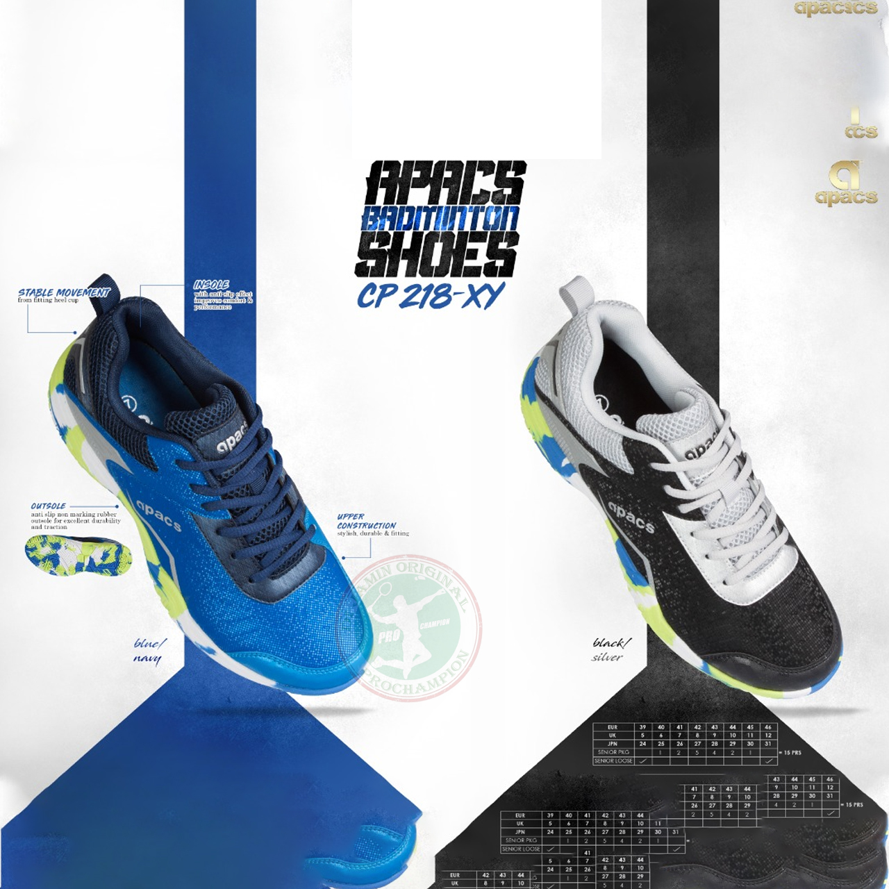 APACS CP 218 XY CP218XY XY CP Apacs Sepatu Badminton Original