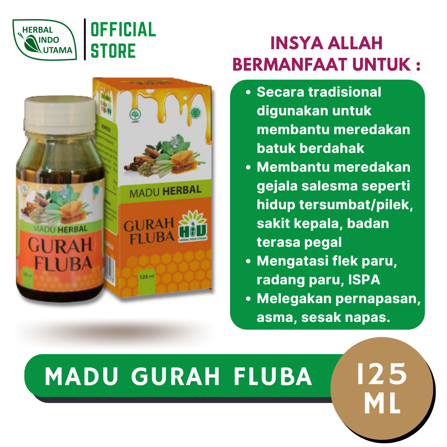 Madu Herbal Gurah Fluba Mengatasi Meredakan Batuk Berdahak Lazada Indonesia 8339