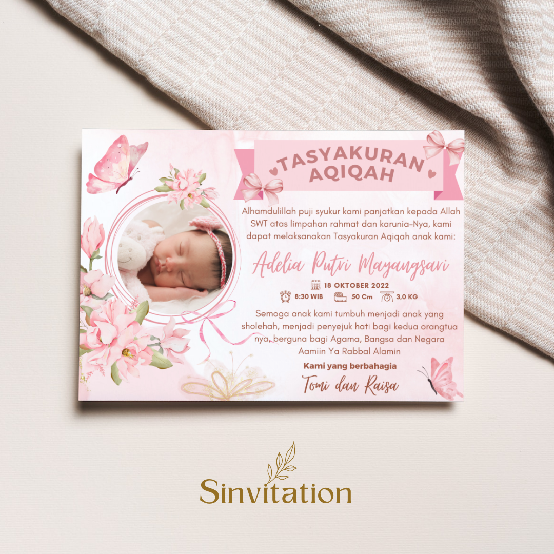 Cetak Kartu Stiker Tasyakuran Aqiqah Glossy Tasyakuran Kelahiran