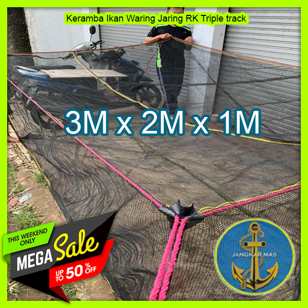Keramba Ikan Waring Jaring RK Anti Geser 3 bar dengan tutup sleting ...