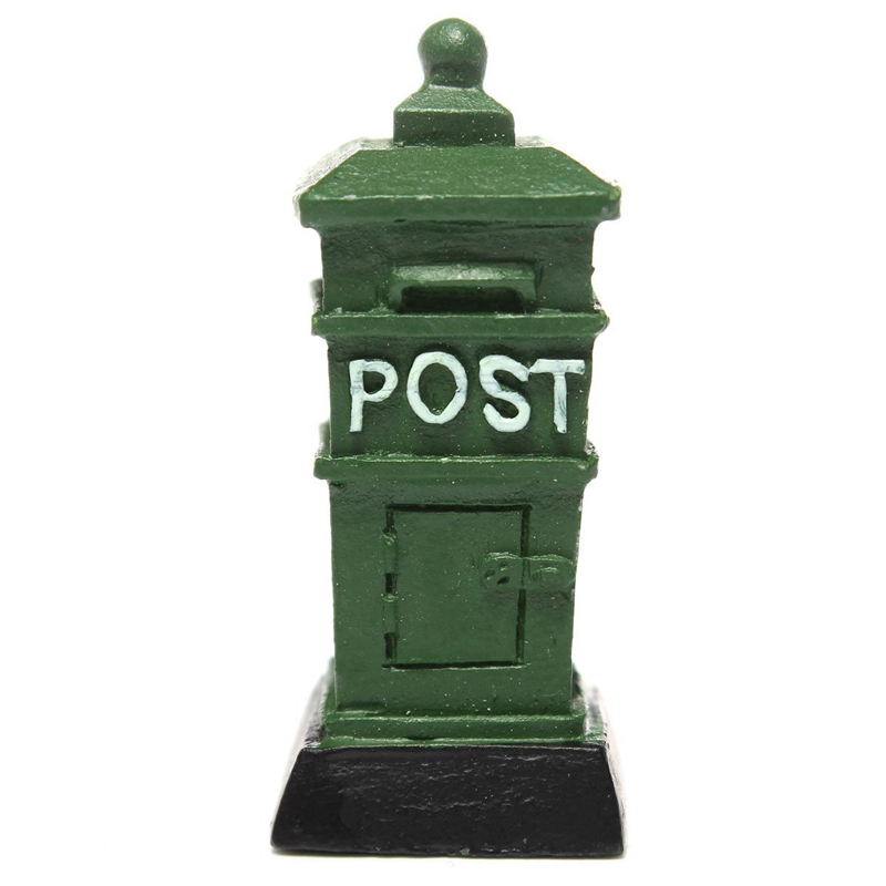 Miniature Retro Postbox Craft Dollhouse Decor Garden Fairy Ornament Flower Pot Plant Home DIY Green
