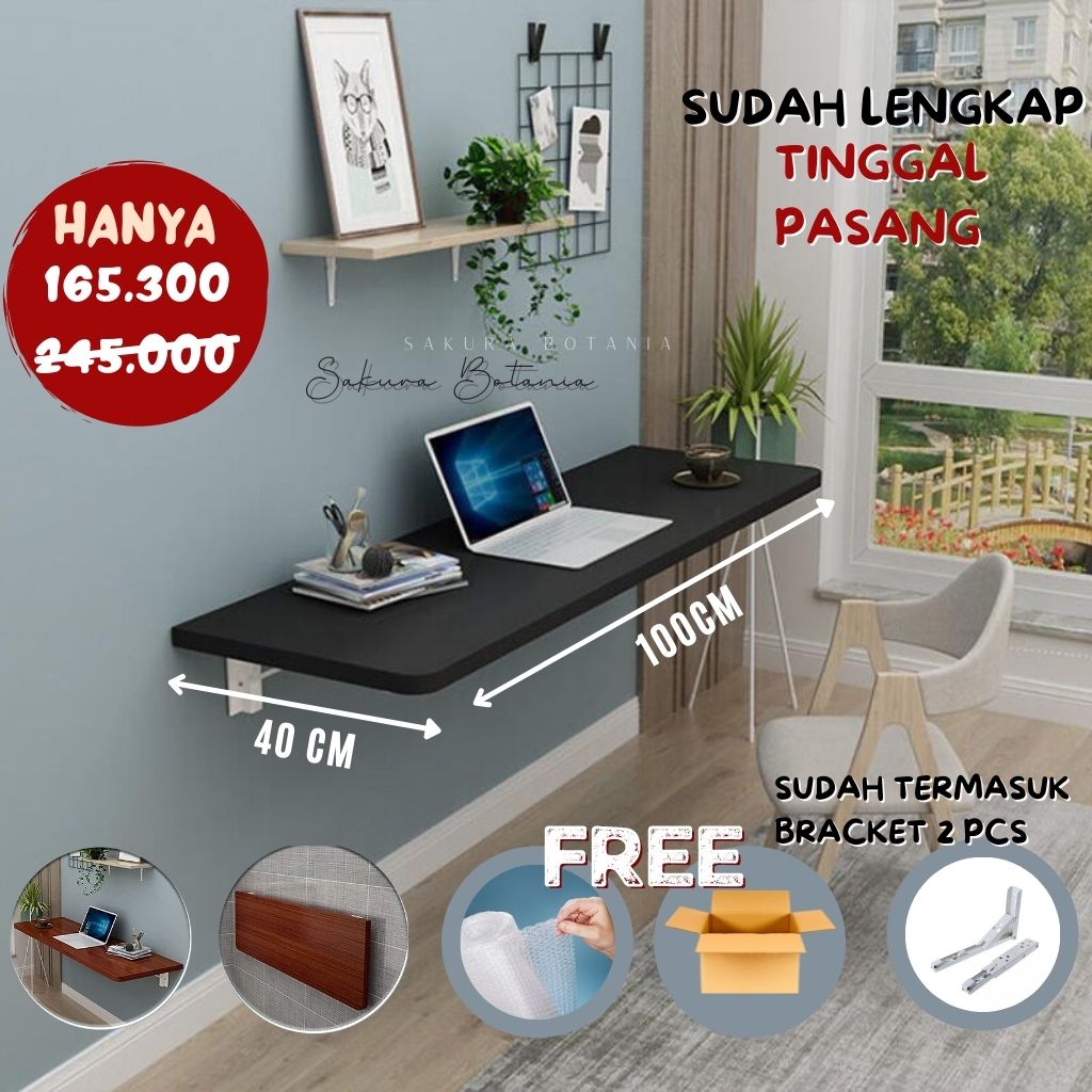 meja lipat dinding / meja komputer uk panjang 100 cm x lebar 40cm