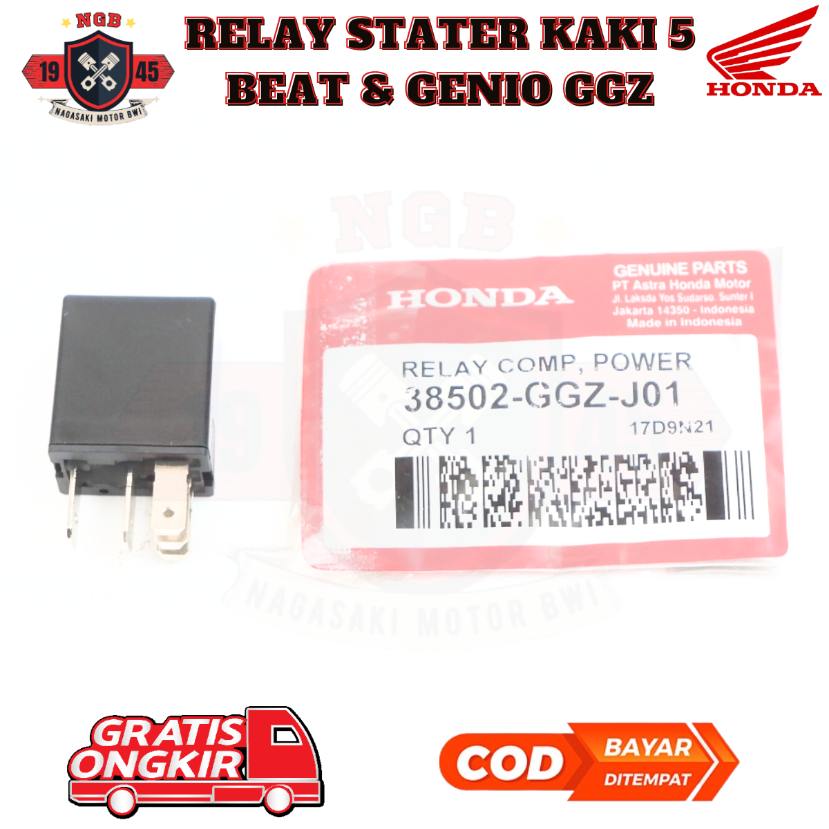 relay 12 volt 5 kaki Relay Stater Power Kaki 5 Honda Beat Street Beat