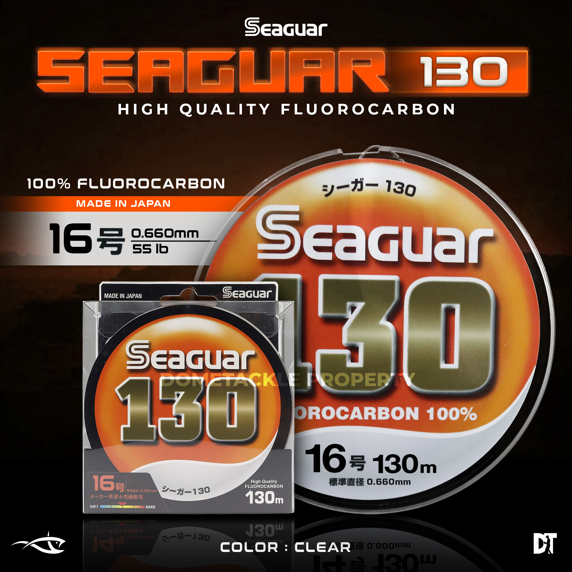 Seaguar 130 100% Fluorocarbon Shock Leader Fishing Line 130m