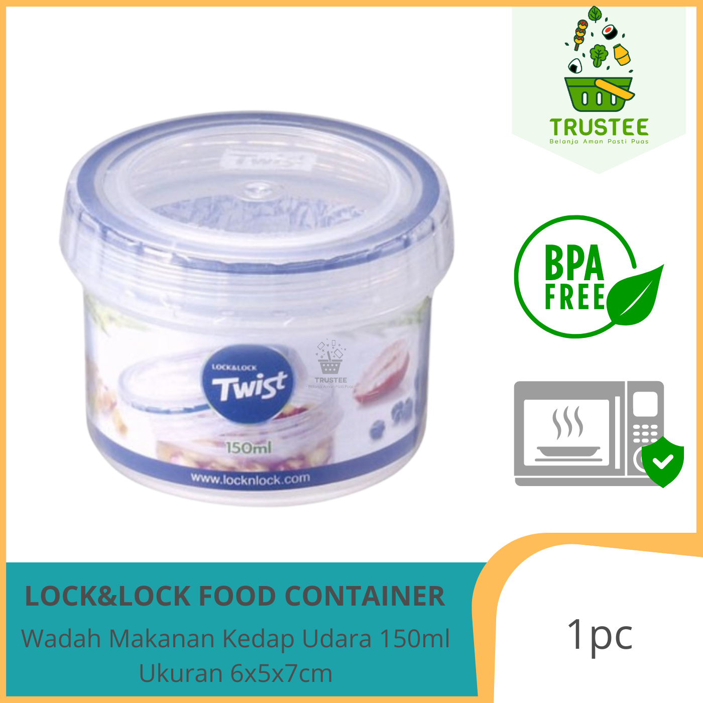 Lock & Lock Twist Food Container Wadah Makanan Kedap Udara 150mL