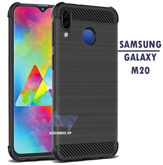 Accessories Hp Brushed Carbon Crack Case For Samsung Galaxy M20 - Black