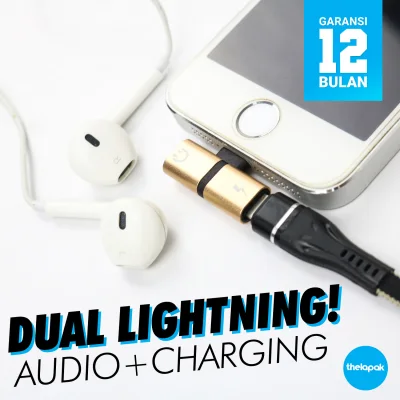 Dual Connector Lightning 7, 8, X 2 for Charging and Audio Wuw R49 / Splitter Lightning / Splitter iPhone / Audio Splitter / Lightning Splitter
