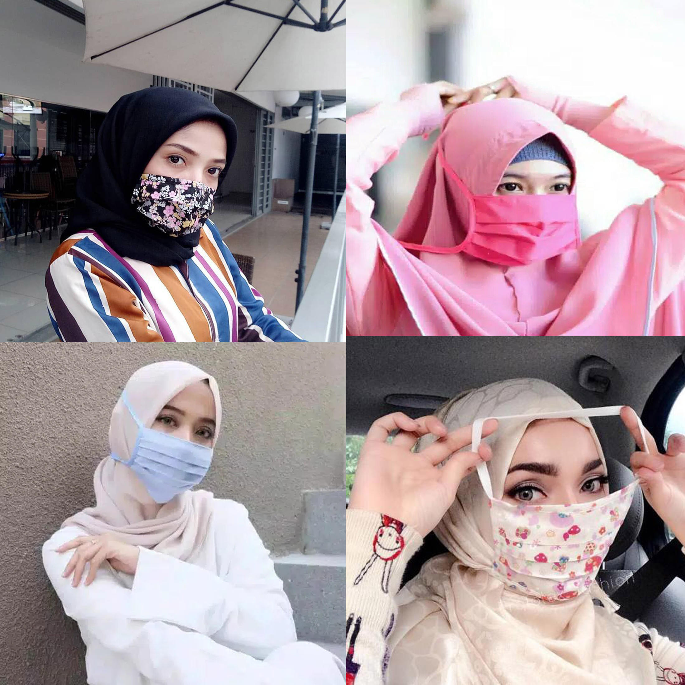Harga Promo Masker Kain Hijab Polos Masker Mulut Warna Banyak