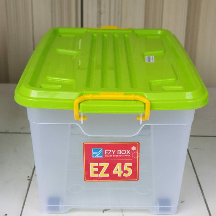 EZY CONTAINER BOX 45 LITER BENING/TRANSPARANT DENGAN RODA | Lazada ...