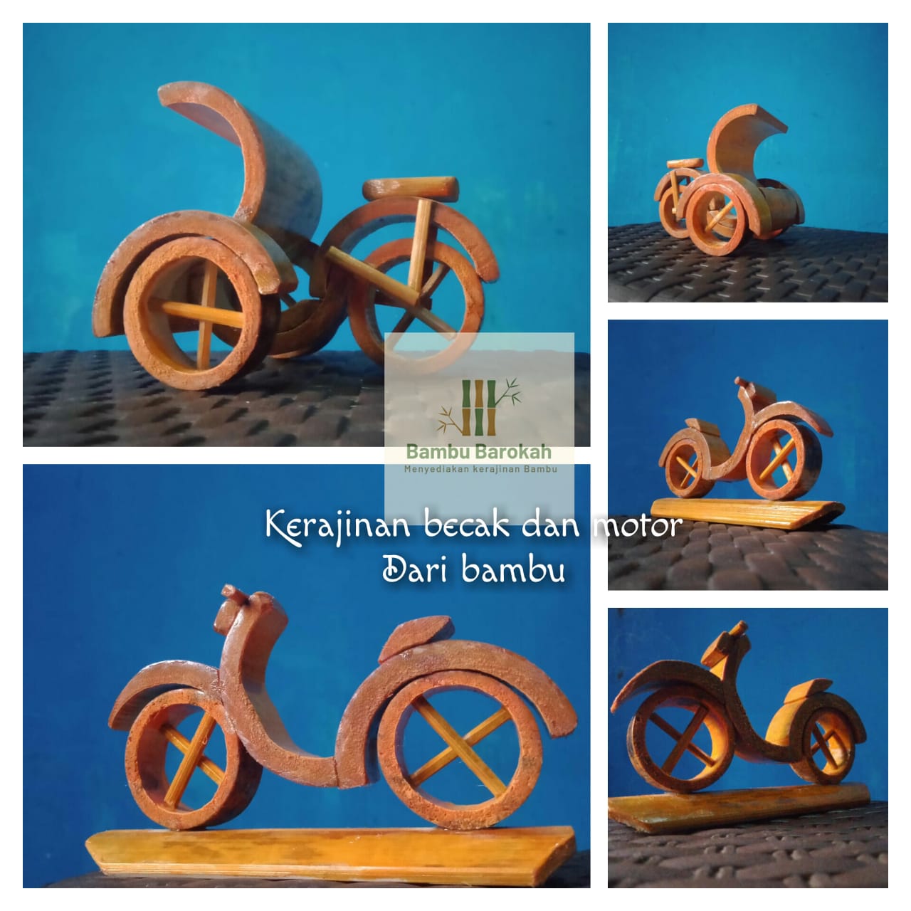 Miniatur Becak Dan Motor Dari Bambu Kerajinan Dari Bambu Hiasan Bambu Becak Dan Motor Miniatur