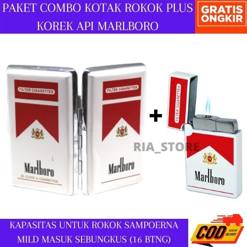 PAKET COMBO - KOTAK ROKOK + KOREK API BRAND ROKOK MARLBORO / Kotak ...