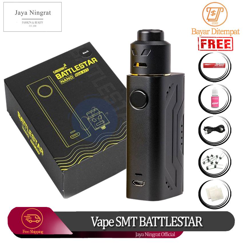 Jaya Ningrat - Paket Siap Ngebul Vape Murah IV SMT Battlestar NANO Kit 80W Rokok Elektrik Vape + Free Coil Baterai Liquid Kapas dan Kabel USB - Hitam