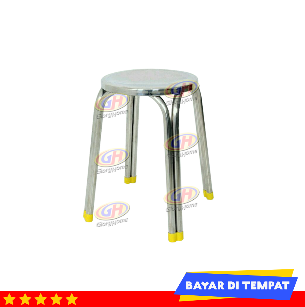 Bangku Pendek Kursi Stainless Steel Cm Tempat Duduk Santai Tanpa Sandaran Kursi Baso Bulat