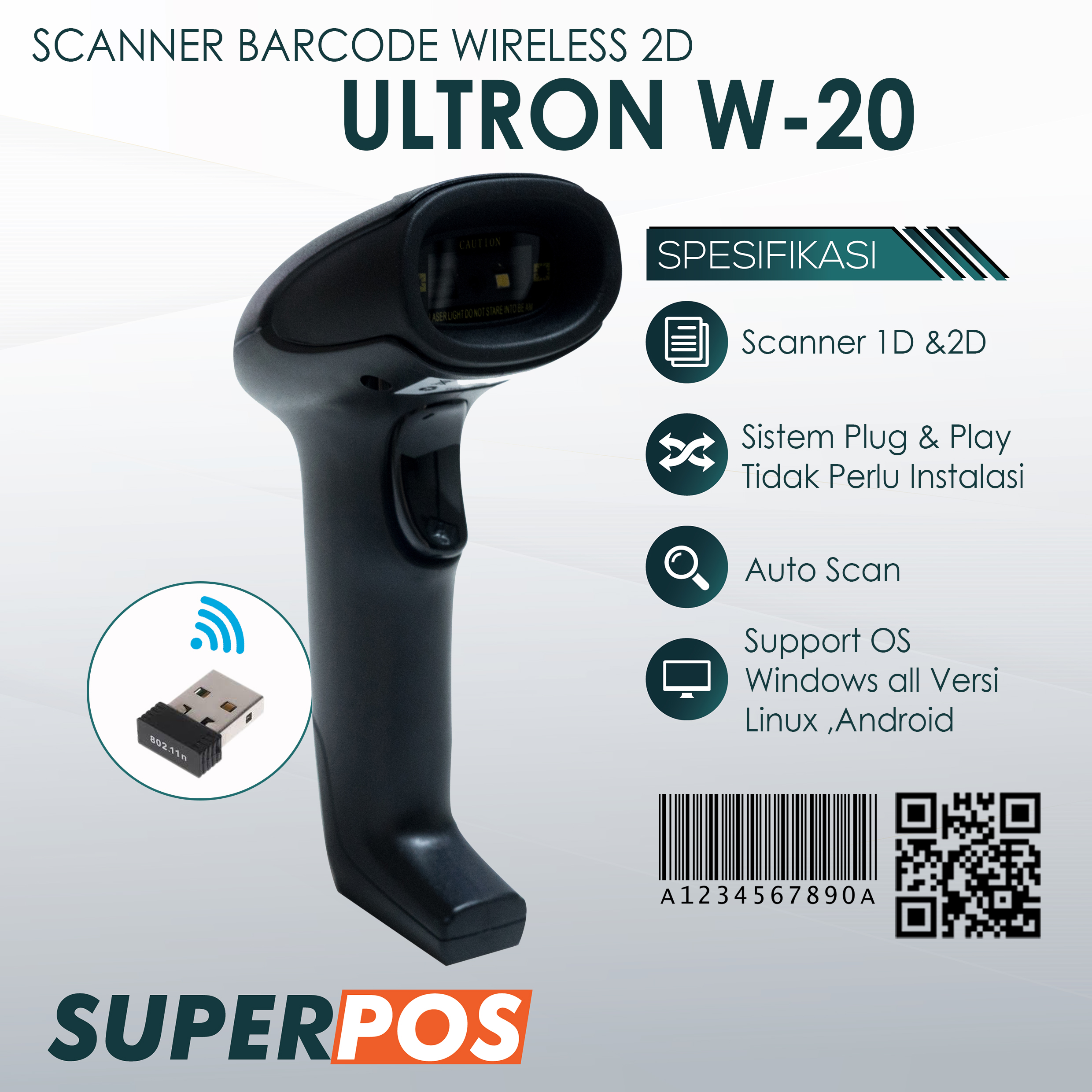 Barcode Scanner 2D Usb Wireless Ultron W20 Lazada Indonesia