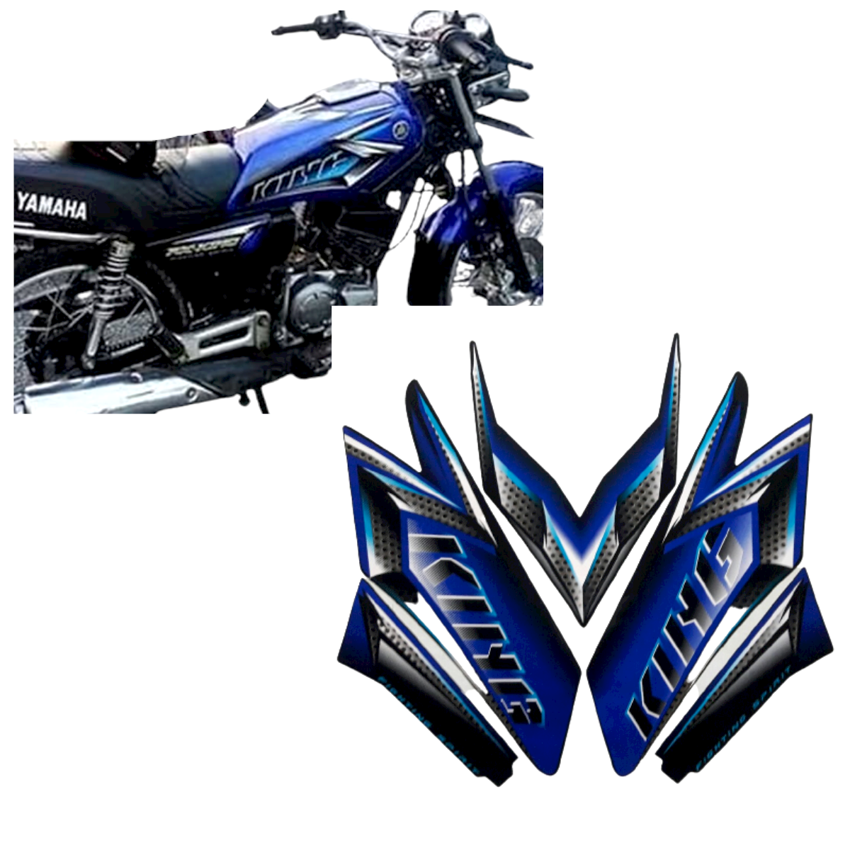 STIKER STRIPING LIST LES BODY MOTOR YAMAHA RX KING 2008 WARNA BIRU