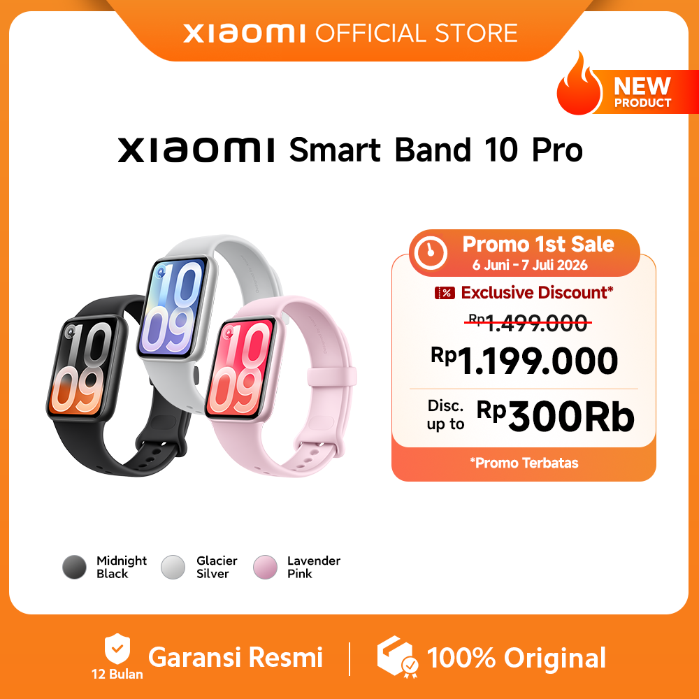 Xiaomi Band 10 Pro | Layar AMOLED 1,74" dengan Bodi Ultra-tipis 9,7mm | Pemantauan Detak Jantung Akurat & 150+ Mode Olahraga | Dual GNSS & Tahan Air hingga 5ATM | Baterai Tahan Lama Hingga 21 Hari [Xiaomi Official Store]