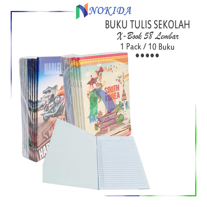 Nokida Buku Tulis Ukuran Kwarto X-Book 58 Lembar (1 Pack/10 Buku ...