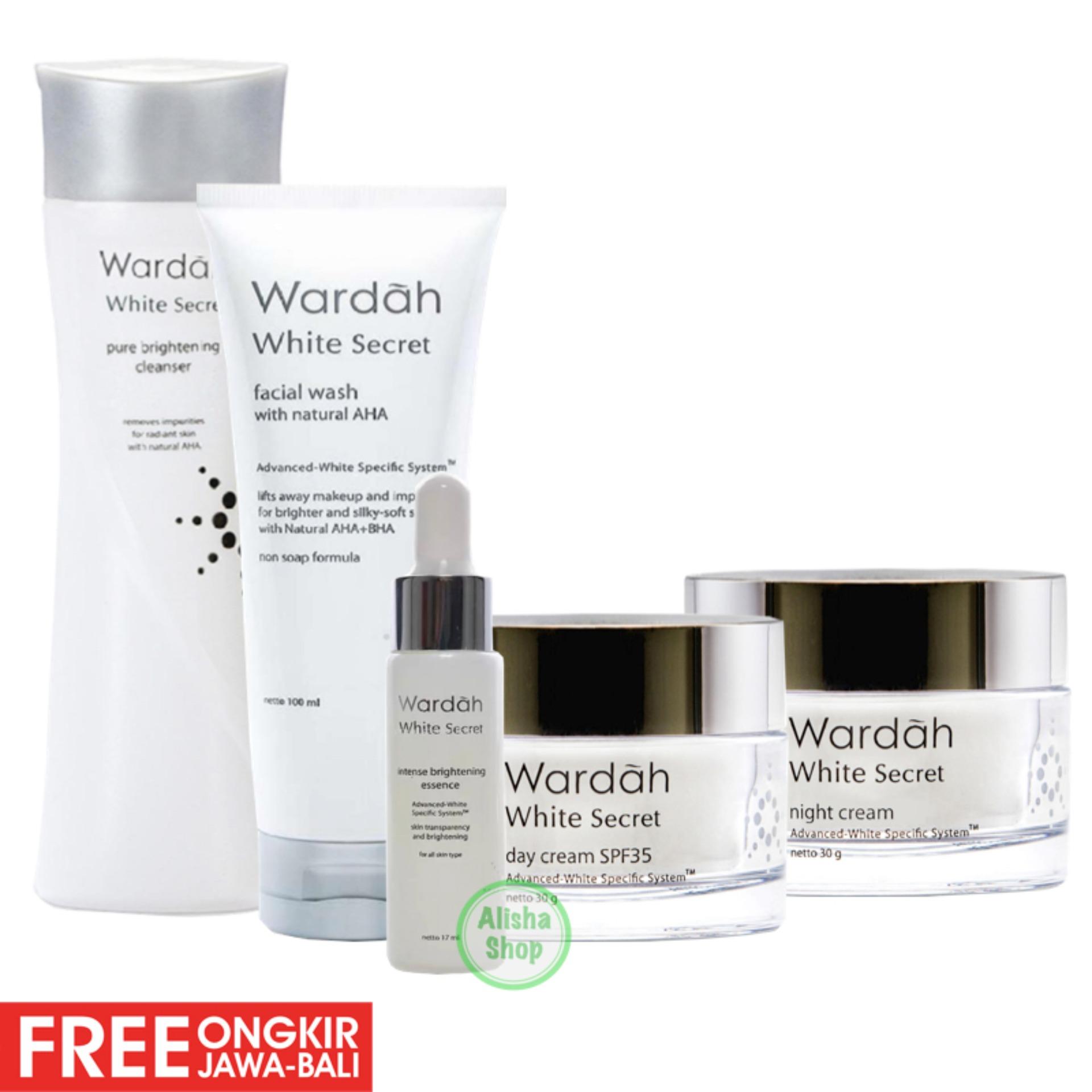 Paket Wardah White Secret ( Day Cream 30gr + Serum 17ml + Facial Wash 100ml + Brightening Cleanser 150ml + Night Cream 30gr ) - 5 Pcs
