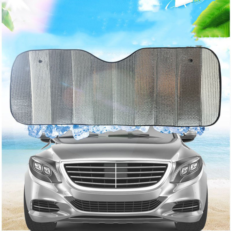COMEOUTSTORE19E9 Folding Reflective Film Aluminum Foil With 2 Suction Cups Car Sun Shade Cover UV Protection Curtain Front Windshield Sunshade Windscreen Visor