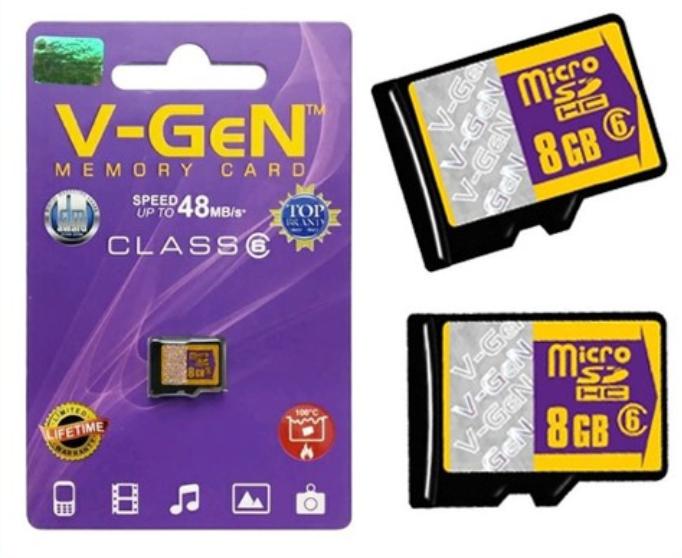 MICRO SD VGEN MEMORY CARD 8GB VGEN CLASS 6 MEMORY CARD V GEN MICRO SD