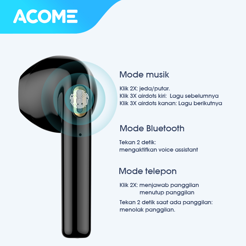 Acome Headset Earphone Bluetooth 5.0 