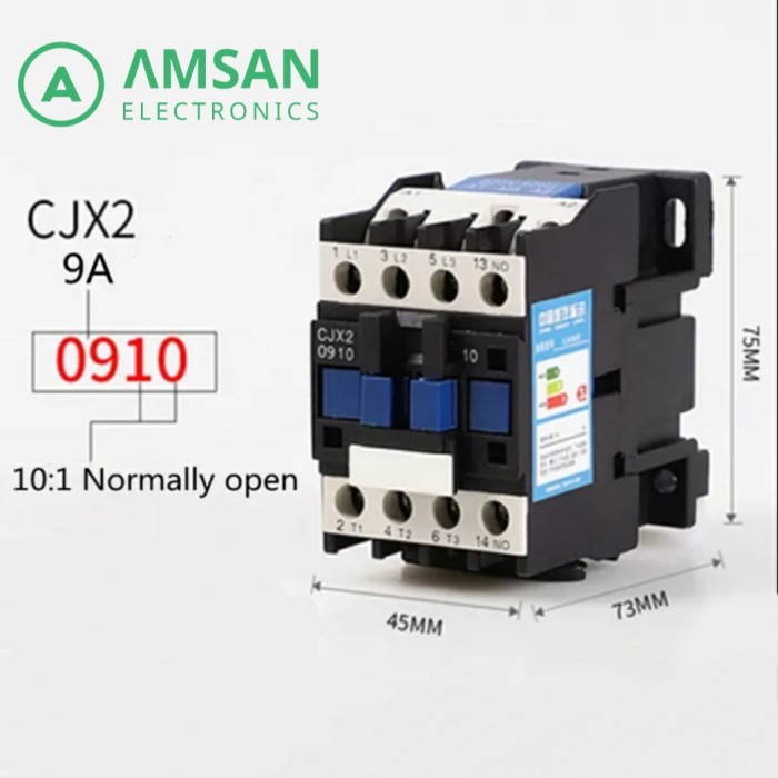 Contactor AC.Contactor 110V.CJX2 0910 9A 3 fase 3 Pole 1Normaal Open Spoel Spanning 380V 50/60Hz DIN-rail gemonteerd 3P 1NR. (kleur: Ac 24v