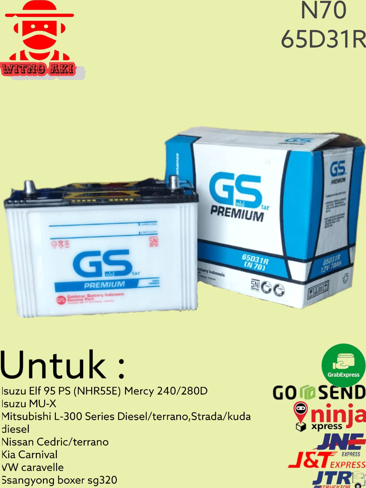 Aki mobil basah GS n70 12v 70ah elf, l-300 MU-X | Lazada Indonesia